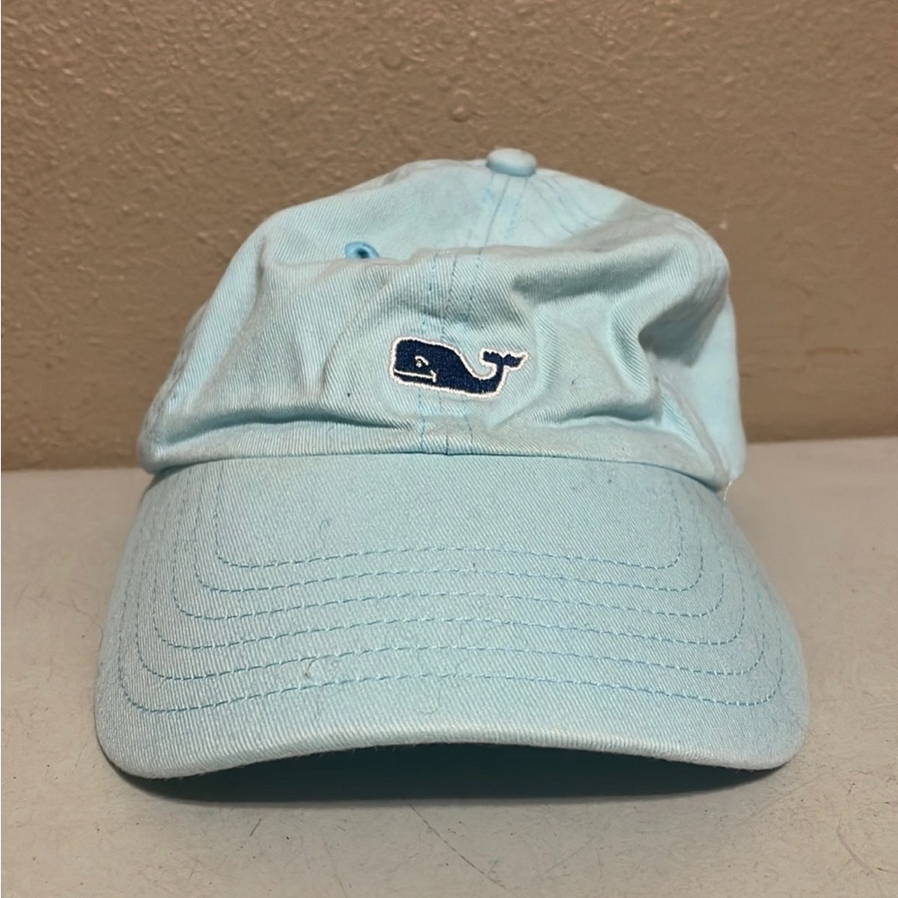 Vineyard Vines Light Baby Blue Whale Logo Strapback Hat Cap